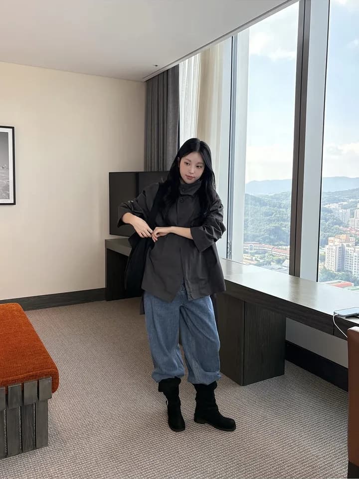 chic 한국 스타일 가을 미니멀리즘 고급 센스 영국식 바람 스탠드 칼라 루즈핏 레이스업 다용도 쇼트 스타일 재킷 재킷 상세 이미지 18