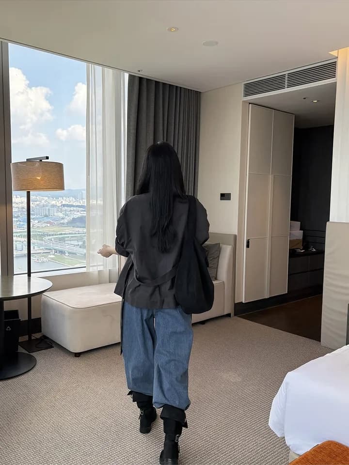 chic 한국 스타일 가을 미니멀리즘 고급 센스 영국식 바람 스탠드 칼라 루즈핏 레이스업 다용도 쇼트 스타일 재킷 재킷 상세 이미지 21