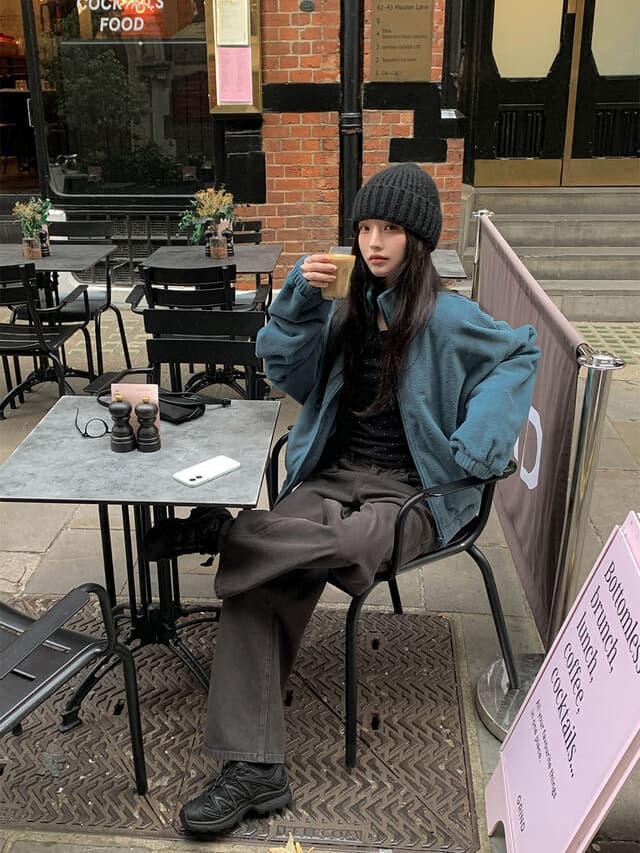 chic 한 부서 가을 겨울 느긋한 캐주얼 패션 스탠드 칼라 지퍼 다용도 보온 플리스 후드티 재킷 재킷 상세 이미지 17