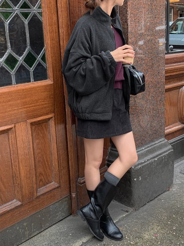 chic 한 부서 가을 겨울 느긋한 캐주얼 패션 스탠드 칼라 지퍼 다용도 보온 플리스 후드티 재킷 재킷 상세 이미지 24