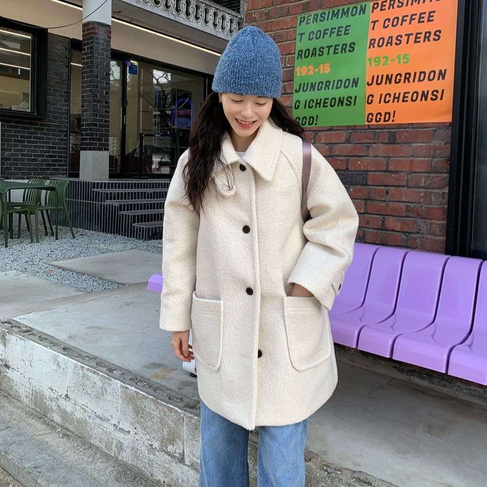 chic 한 부서 겨울 부드러운 패션 스탠드 칼라 보온 솜을 넣은 두꺼운 서클 뭐라구? 모직 바람막이 외투