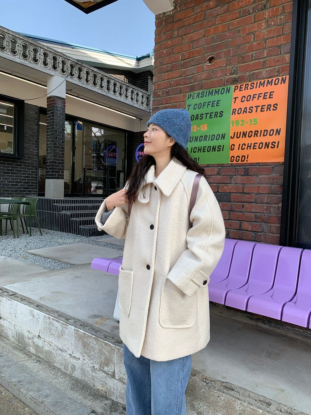 chic 한 부서 겨울 부드러운 패션 스탠드 칼라 보온 솜을 넣은 두꺼운 서클 뭐라구? 모직 바람막이 외투 상세 이미지 2