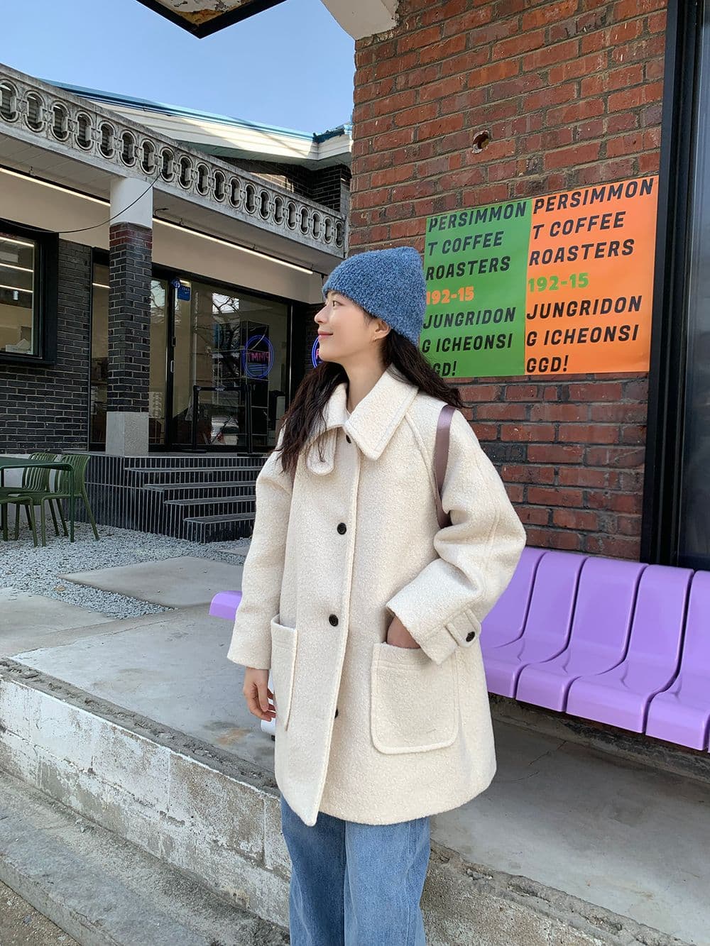 chic 한 부서 겨울 부드러운 패션 스탠드 칼라 보온 솜을 넣은 두꺼운 서클 뭐라구? 모직 바람막이 외투 상세 이미지 3