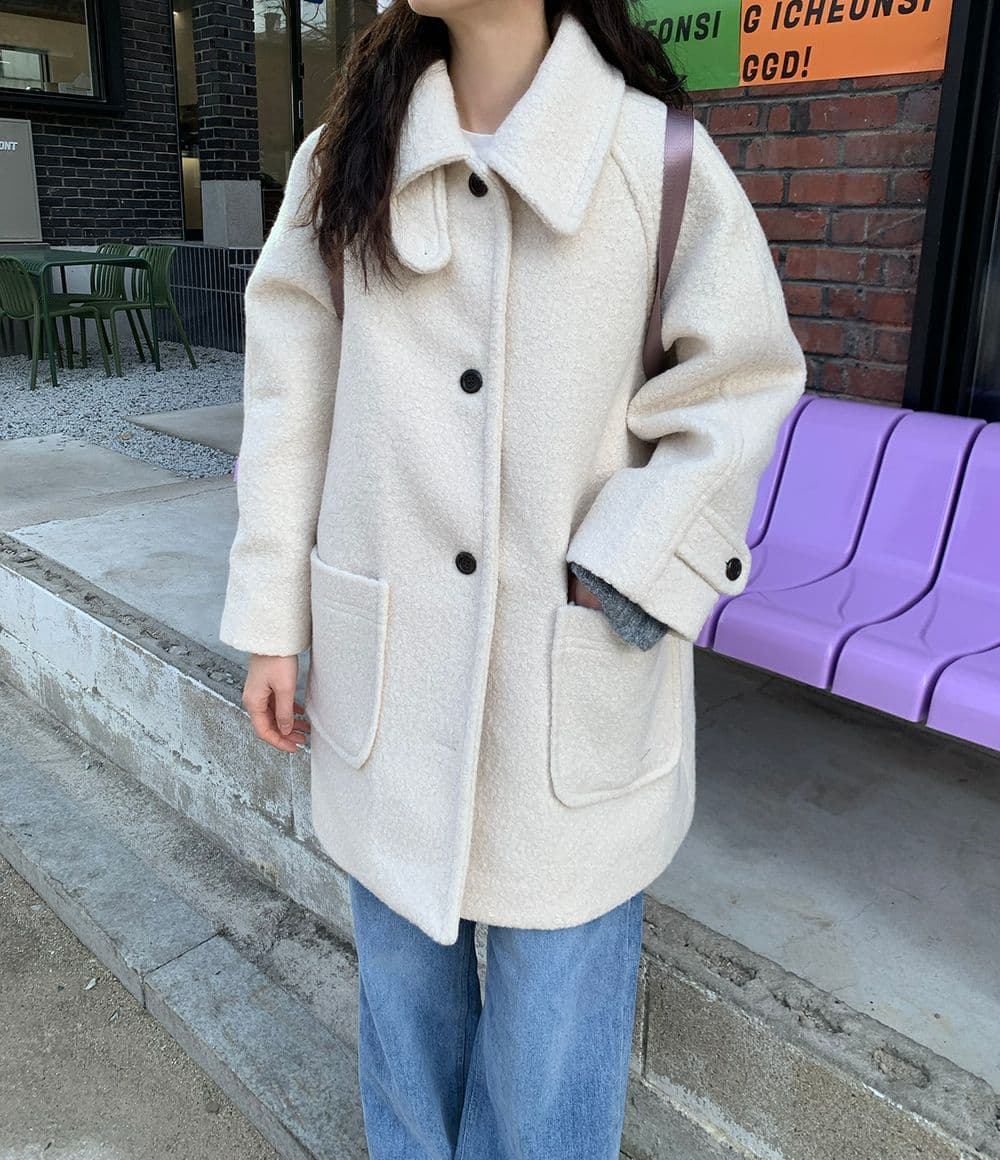 chic 한 부서 겨울 부드러운 패션 스탠드 칼라 보온 솜을 넣은 두꺼운 서클 뭐라구? 모직 바람막이 외투 상세 이미지 6