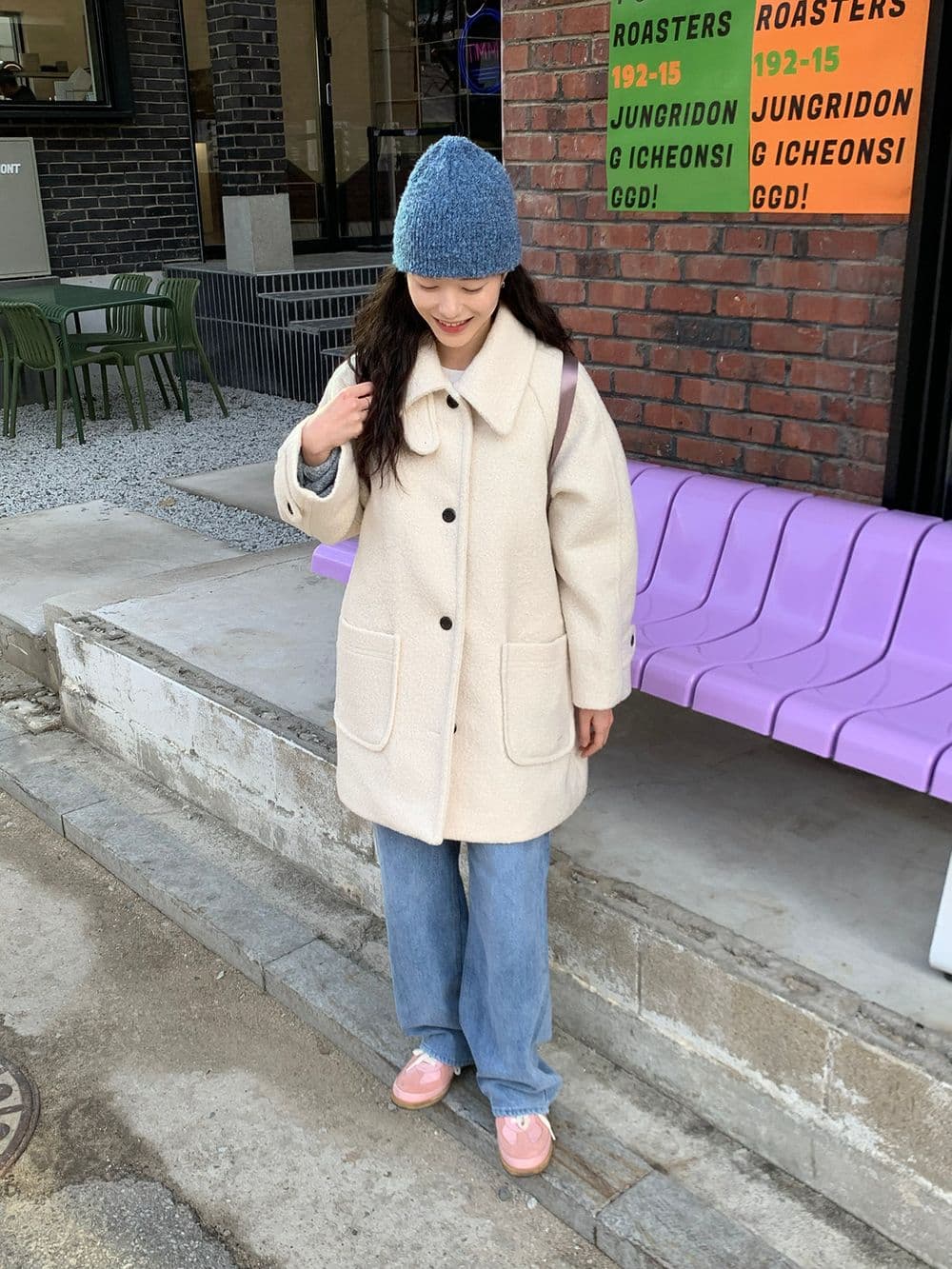 chic 한 부서 겨울 부드러운 패션 스탠드 칼라 보온 솜을 넣은 두꺼운 서클 뭐라구? 모직 바람막이 외투 상세 이미지 9