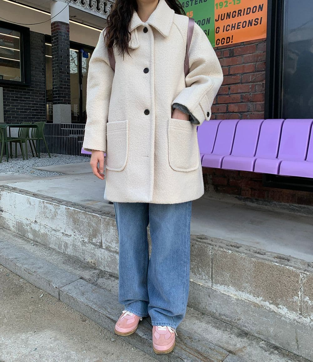 chic 한 부서 겨울 부드러운 패션 스탠드 칼라 보온 솜을 넣은 두꺼운 서클 뭐라구? 모직 바람막이 외투 상세 이미지 11