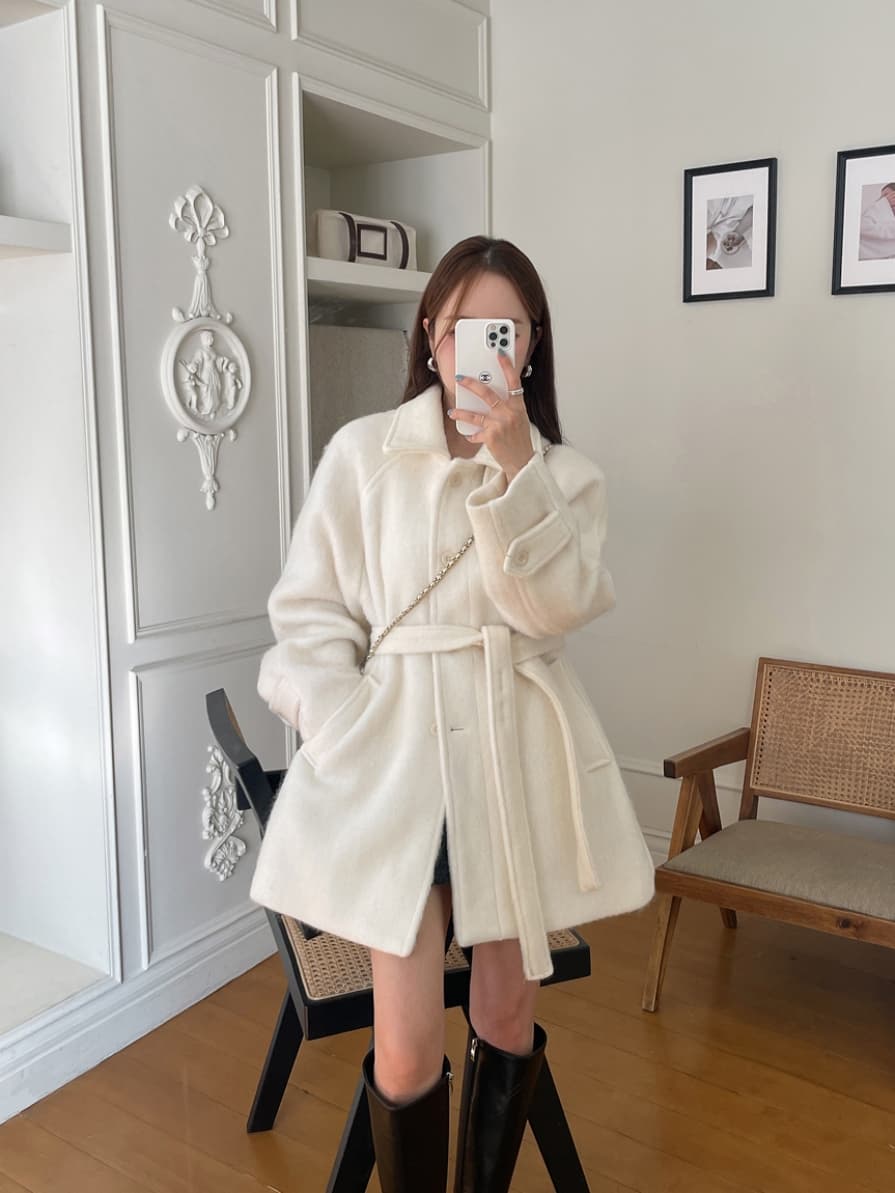 chic 한 부서 부드러운 품격 프랑스식 달콤함 고급 센스 Chic 폴로 칼라 두꺼운 모직 코트 재킷 이미지 4