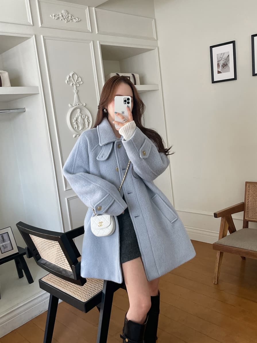 chic 한 부서 부드러운 품격 프랑스식 달콤함 고급 센스 Chic 폴로 칼라 두꺼운 모직 코트 재킷 상세 이미지 9