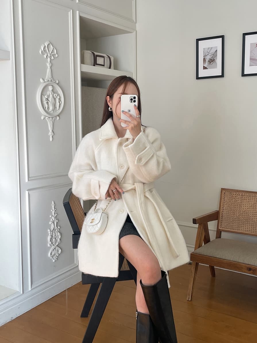 chic 한 부서 부드러운 품격 프랑스식 달콤함 고급 센스 Chic 폴로 칼라 두꺼운 모직 코트 재킷 상세 이미지 20