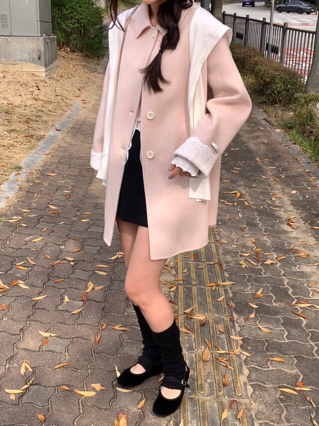 chic 한 부서 겨울 부드러운 달콤함 연령 감소 품격 레이스 디자인 센스 루즈핏 다용도 모직 외투 상세 이미지 18
