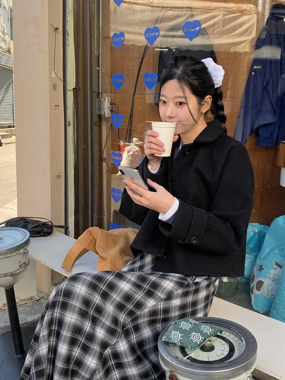 chic 한 부서 겨울 레트로 부드러운 연령 감소 폴로 칼라 싱글 줄 버튼 느긋한 다용도 모직 쇼트 스타일 재킷 재킷 상세 이미지 3
