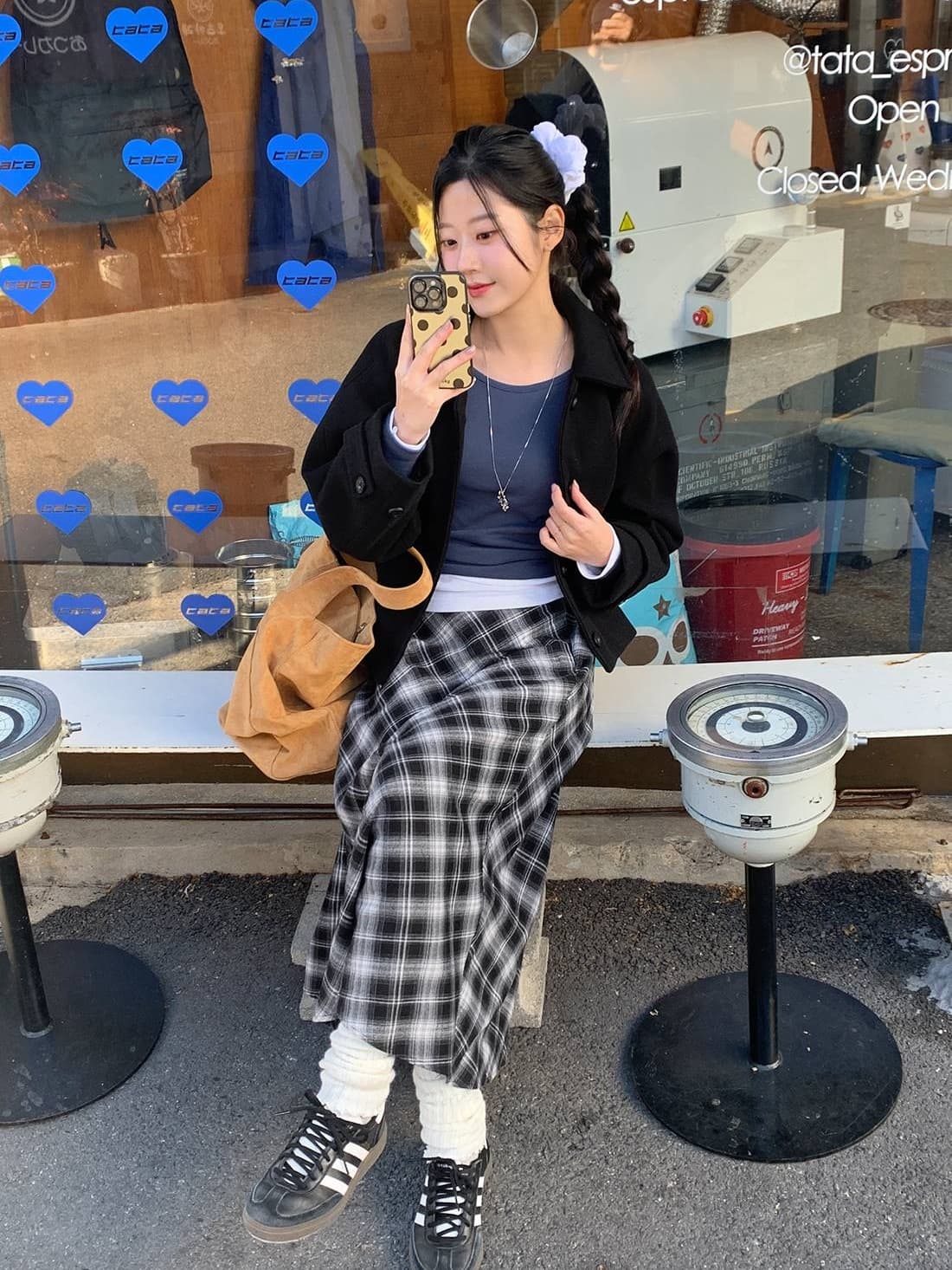 chic 한 부서 겨울 레트로 부드러운 연령 감소 폴로 칼라 싱글 줄 버튼 느긋한 다용도 모직 쇼트 스타일 재킷 재킷 상세 이미지 5