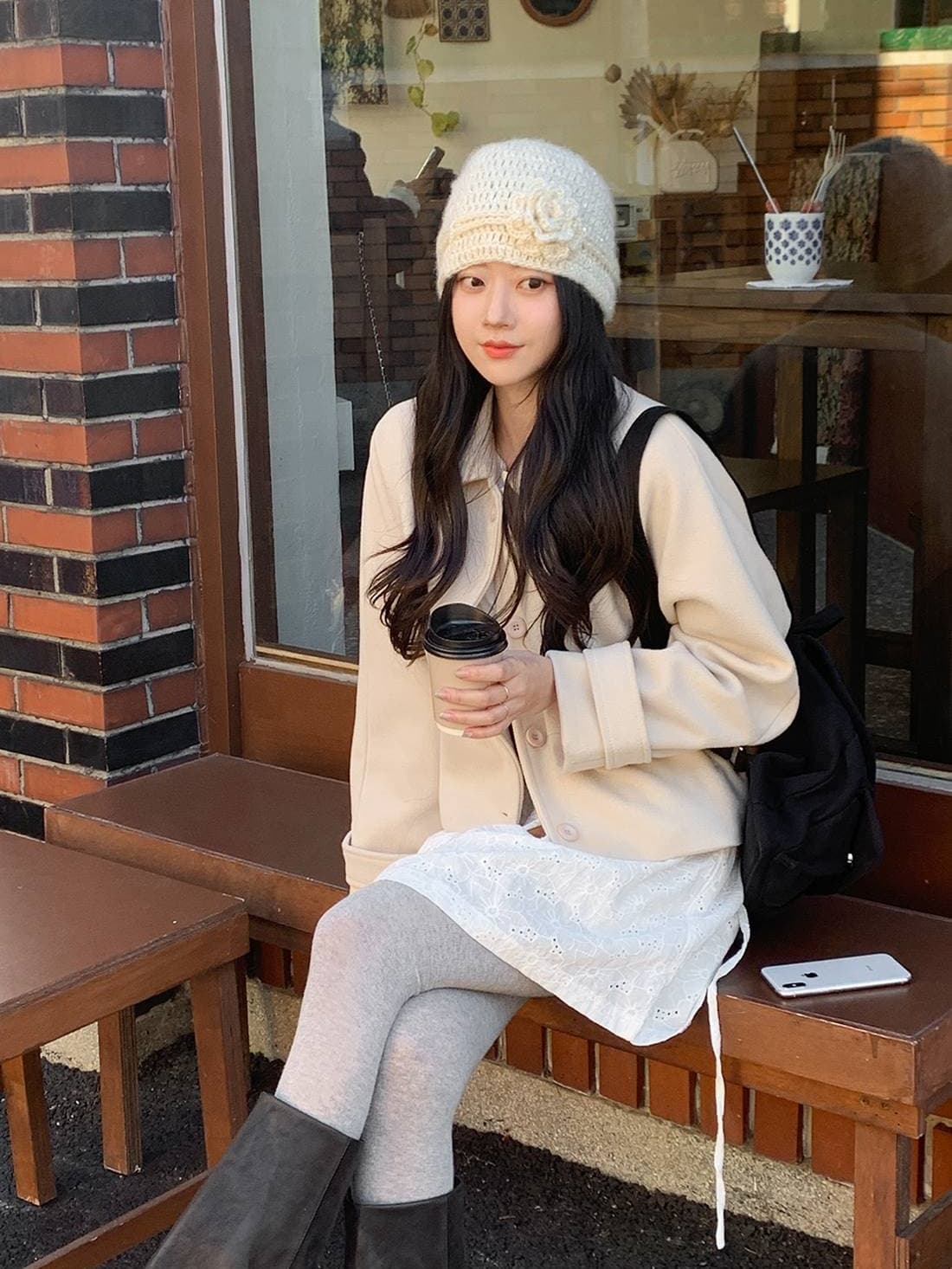 chic 한 부서 겨울 레트로 부드러운 연령 감소 폴로 칼라 싱글 줄 버튼 느긋한 다용도 모직 쇼트 스타일 재킷 재킷 상세 이미지 11