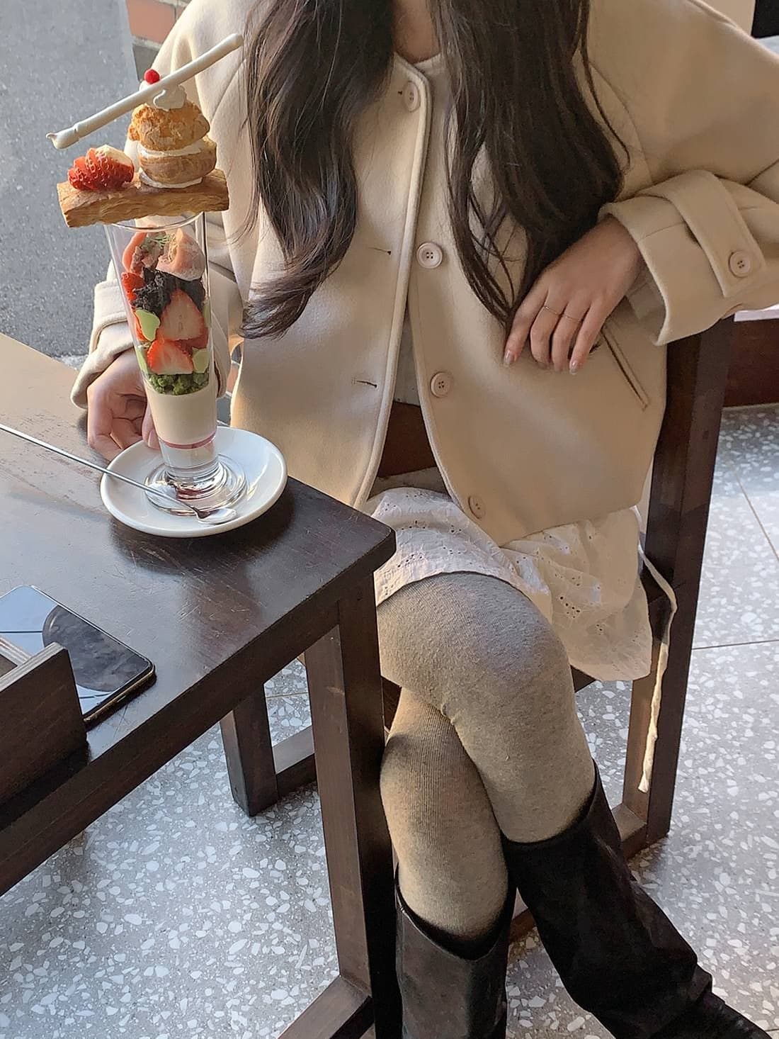 chic 한 부서 겨울 레트로 부드러운 연령 감소 폴로 칼라 싱글 줄 버튼 느긋한 다용도 모직 쇼트 스타일 재킷 재킷 상세 이미지 15