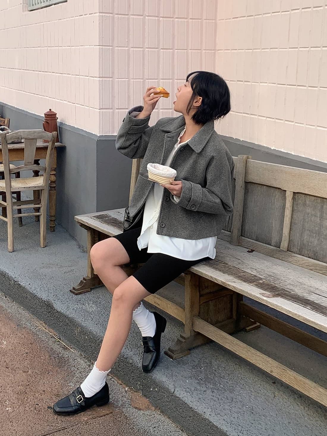 chic 한 부서 겨울 레트로 부드러운 연령 감소 폴로 칼라 싱글 줄 버튼 느긋한 다용도 모직 쇼트 스타일 재킷 재킷 상세 이미지 19