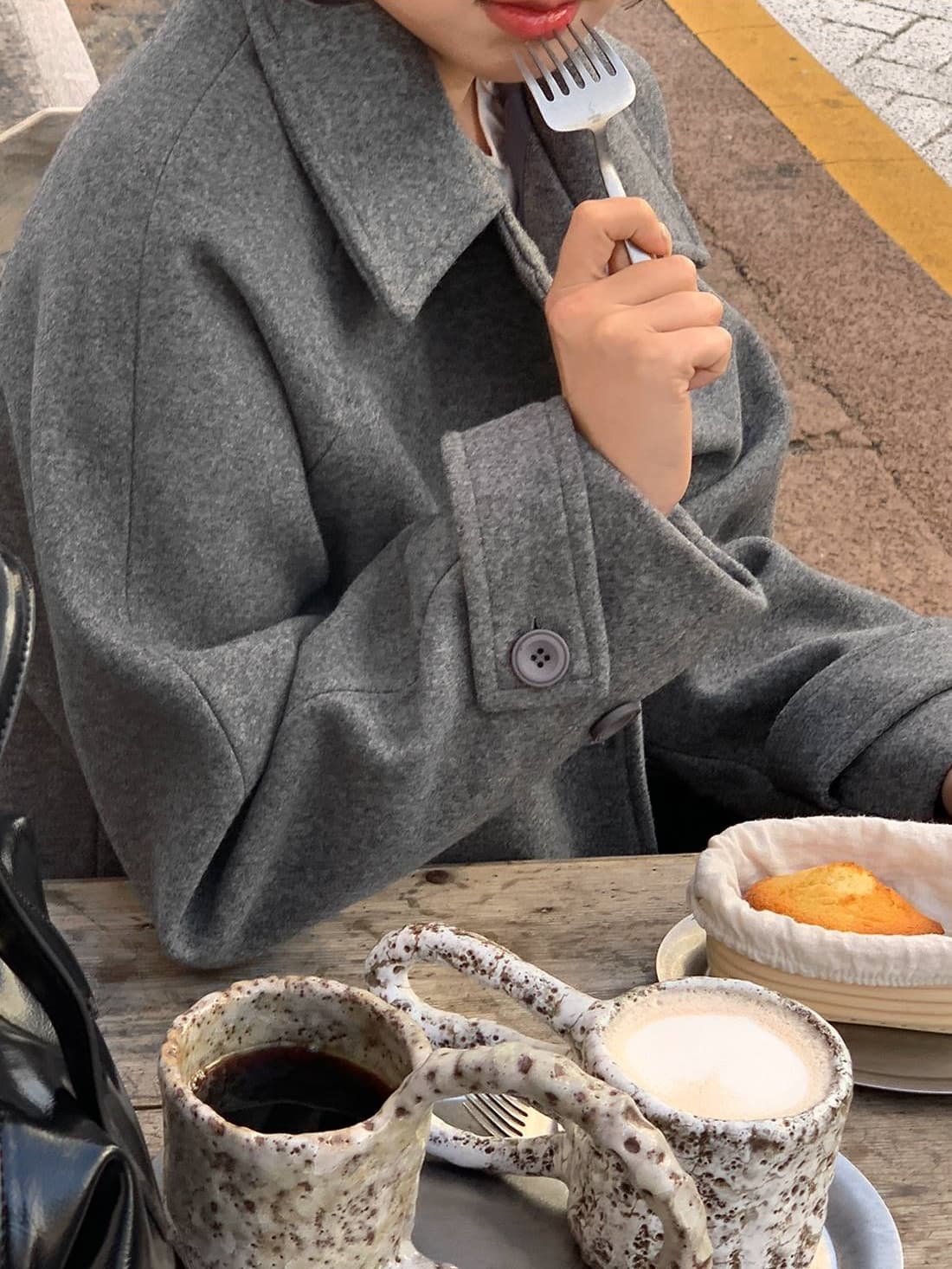 chic 한 부서 겨울 레트로 부드러운 연령 감소 폴로 칼라 싱글 줄 버튼 느긋한 다용도 모직 쇼트 스타일 재킷 재킷 상세 이미지 20