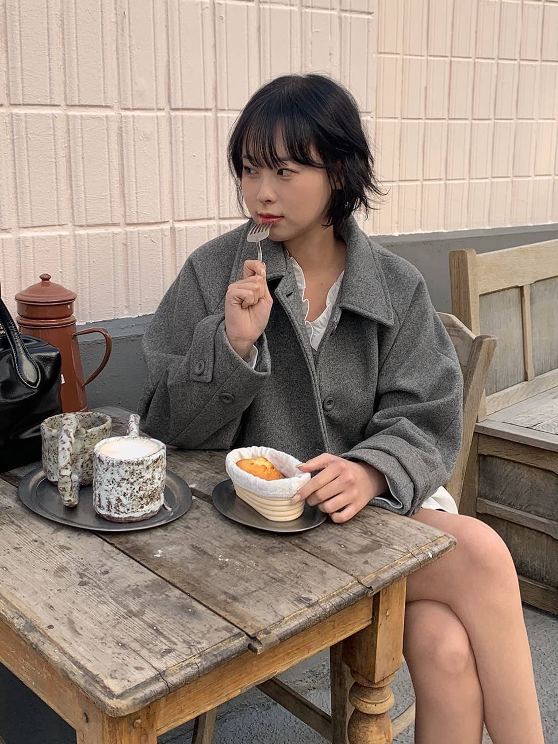 chic 한 부서 겨울 레트로 부드러운 연령 감소 폴로 칼라 싱글 줄 버튼 느긋한 다용도 모직 쇼트 스타일 재킷 재킷 상세 이미지 21