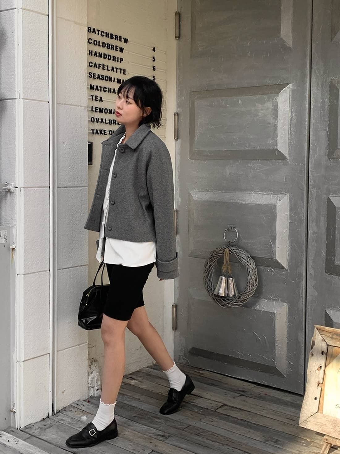 chic 한 부서 겨울 레트로 부드러운 연령 감소 폴로 칼라 싱글 줄 버튼 느긋한 다용도 모직 쇼트 스타일 재킷 재킷 상세 이미지 24