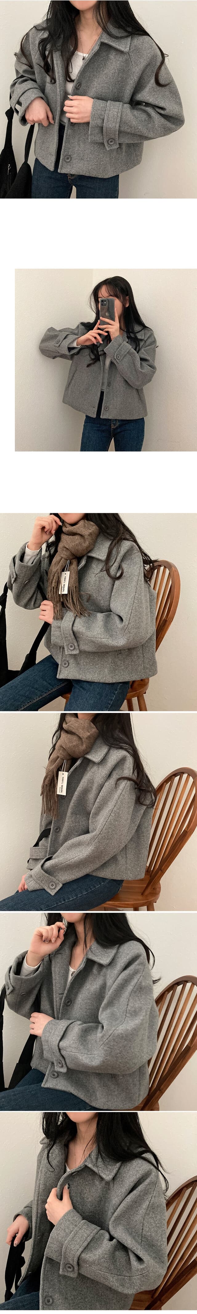 chic 한 부서 겨울 레트로 부드러운 연령 감소 폴로 칼라 싱글 줄 버튼 느긋한 다용도 모직 쇼트 스타일 재킷 재킷 상세 이미지 2