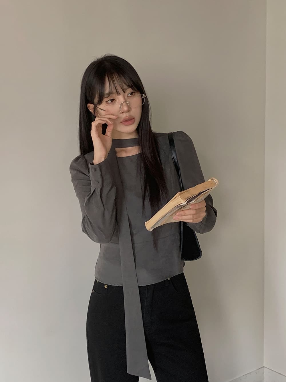 한 부서 봄 프랑스식 품격 리본 나비 매듭 거품 소매 우아함 작은 대중 몸매 가꾸기 다용도 셔츠 맨위 상세 이미지 1