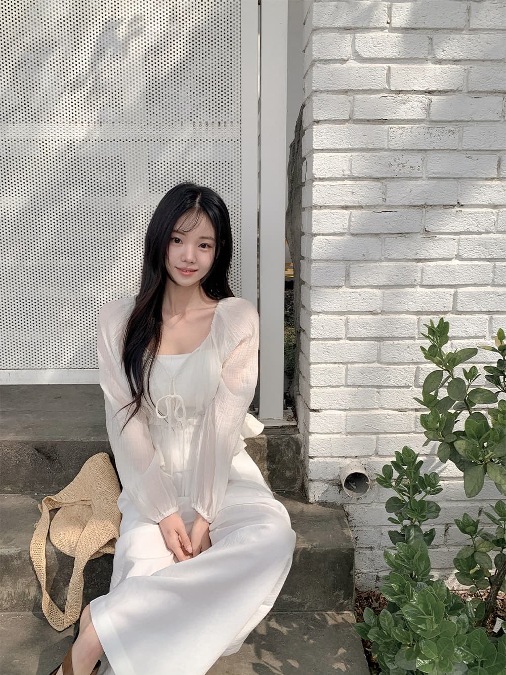 chic 한 부서 프랑스식 부드러운 V넥 달콤함 주름 장식 허리 수축 슬림해 보이는 얇은 스타일 자외선 차단 쉬폰 블라우스 맨위 상세 이미지 12