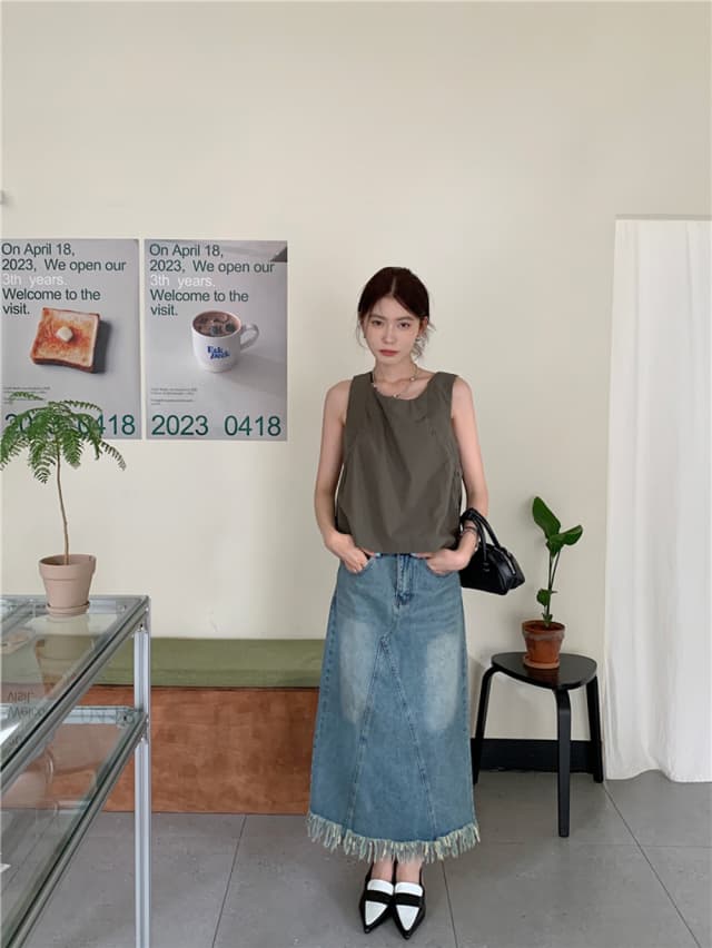 chic 한 부서 여름 달콤함 나비 매듭 작은 대중 디자인 센스 둘 착용 루즈핏 다용도 민소매 조끼 맨위 셔츠 상세 이미지 12