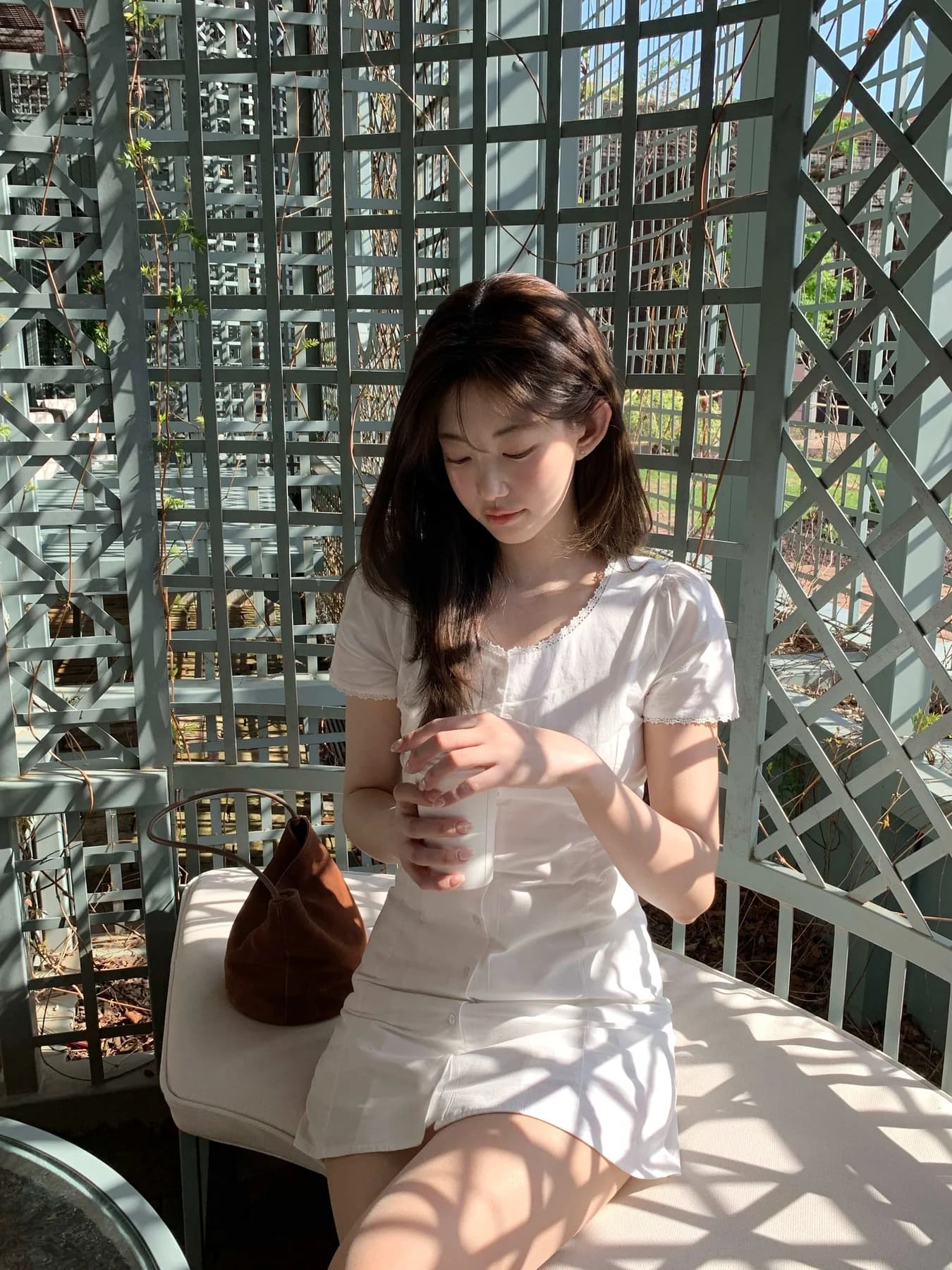 chic 한국 여름 새로운 레트로 품격 달콤함 레이스 레이스 반팔 싱글 줄 버튼 한 마디 드레스 상세 이미지 26