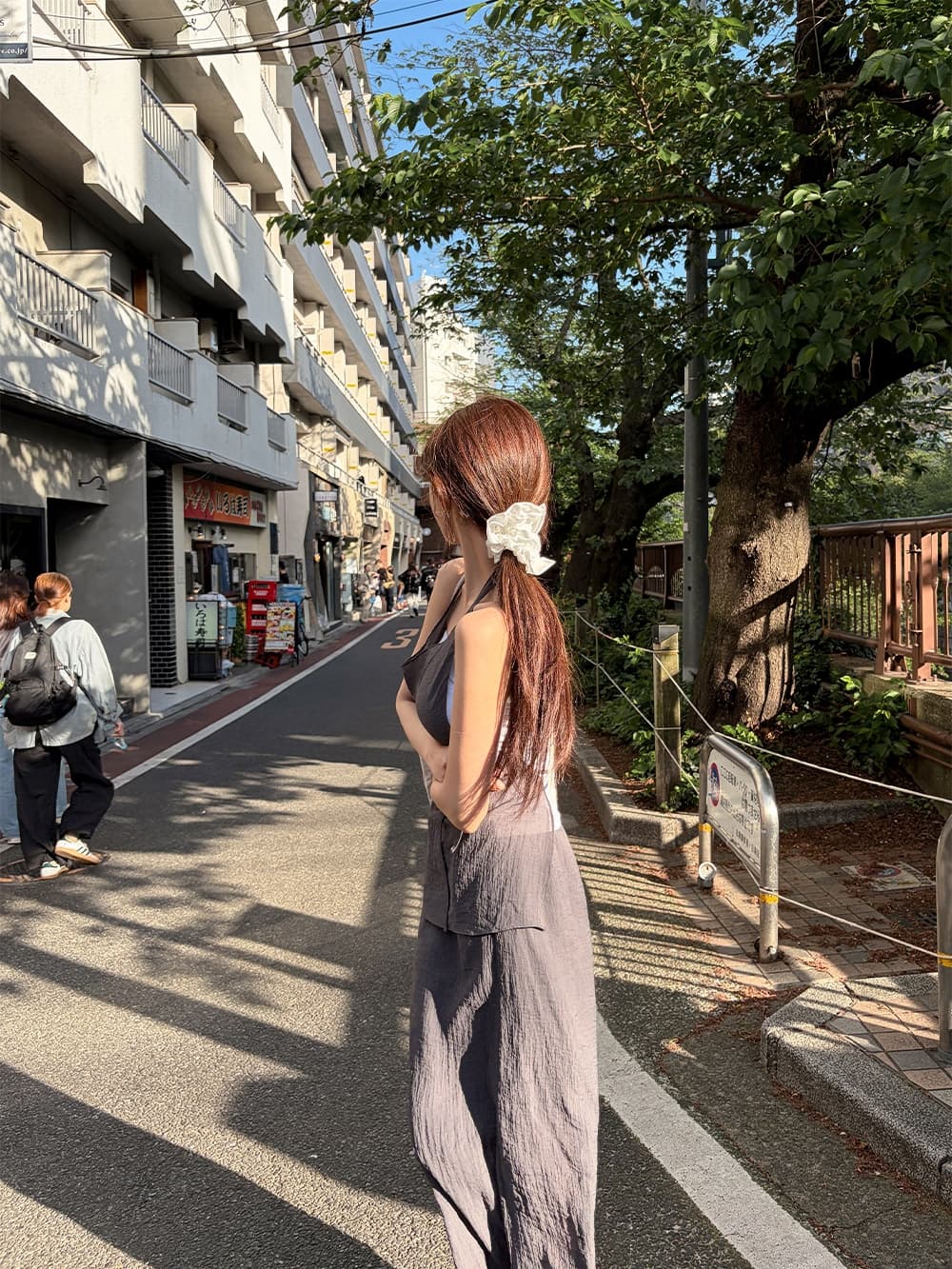 chic 한국 새로운 레트로 품격 행침 목 조끼 코디 반신 스커트 캐주얼 휴가 바람 투피스 세트 세트 상세 이미지 3