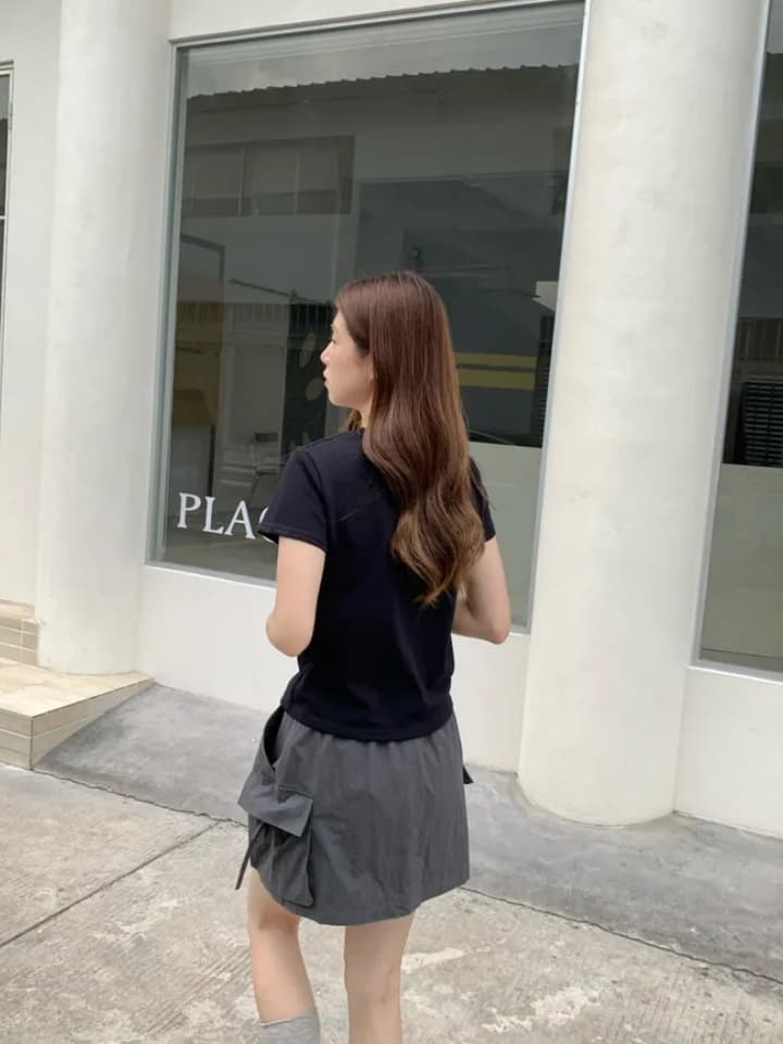 chic 한국 스타일 여름 레트로 패션 미니멀리즘 허리밴드 펌프 로프 워크웨어 주머니 다용도 짧은 바지 미니 스커트 상세 이미지 3