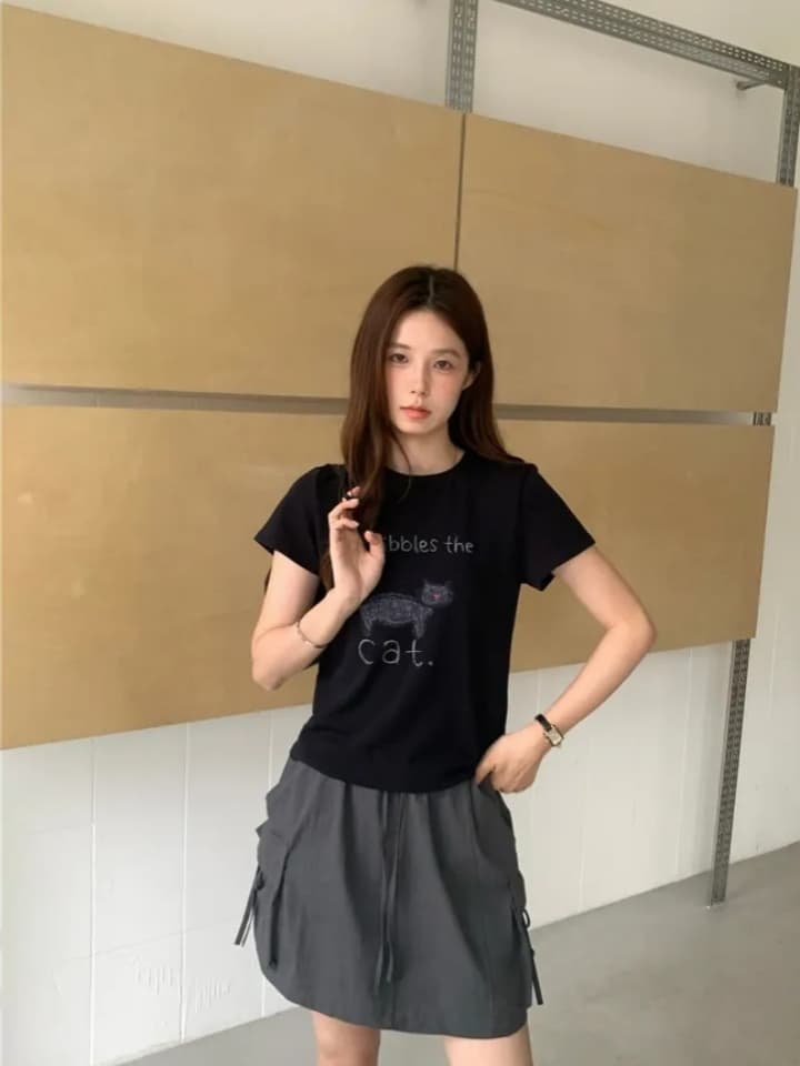 chic 한국 스타일 여름 레트로 패션 미니멀리즘 허리밴드 펌프 로프 워크웨어 주머니 다용도 짧은 바지 미니 스커트 상세 이미지 7