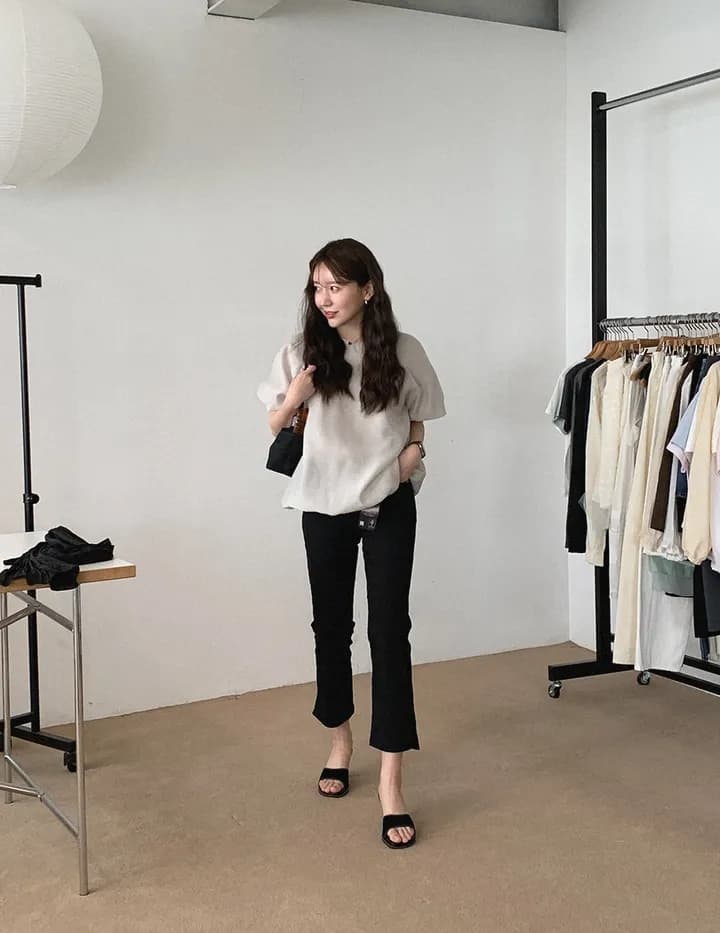 chic 한 부서 여름 부드러운 품격 미니멀리즘 작은 대중 거품 소매 루즈핏 슬림해 보이는 거품 소매 꽃밭 셔츠 맨위 상세 이미지 22
