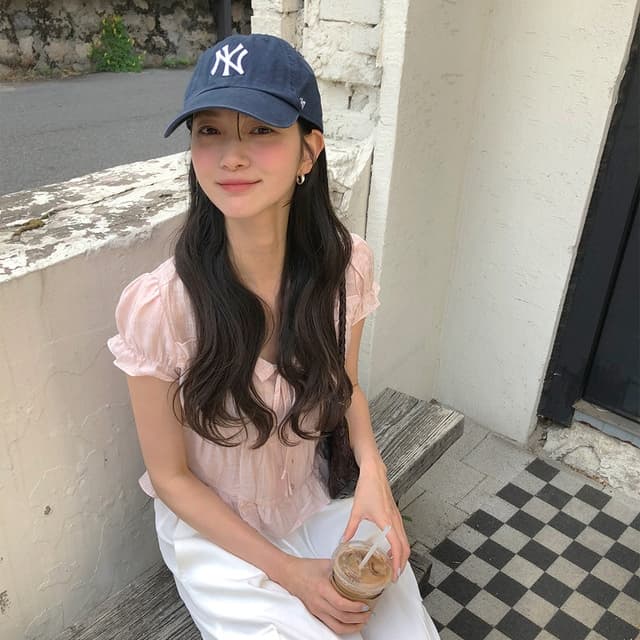 chic 한 부서 여름 프랑스식 달콤함 연령 감소 부드러운 프릴 주름 장식 허리 수축 반팔 쉬폰 셔츠 맨위 상세 이미지 3