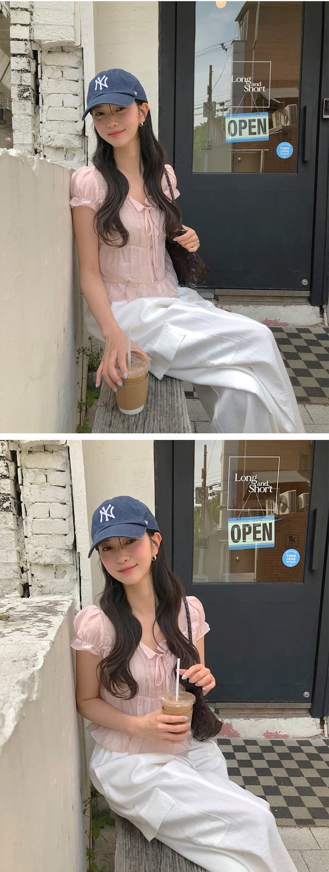 chic 한 부서 여름 프랑스식 달콤함 연령 감소 부드러운 프릴 주름 장식 허리 수축 반팔 쉬폰 셔츠 맨위 상세 이미지 6