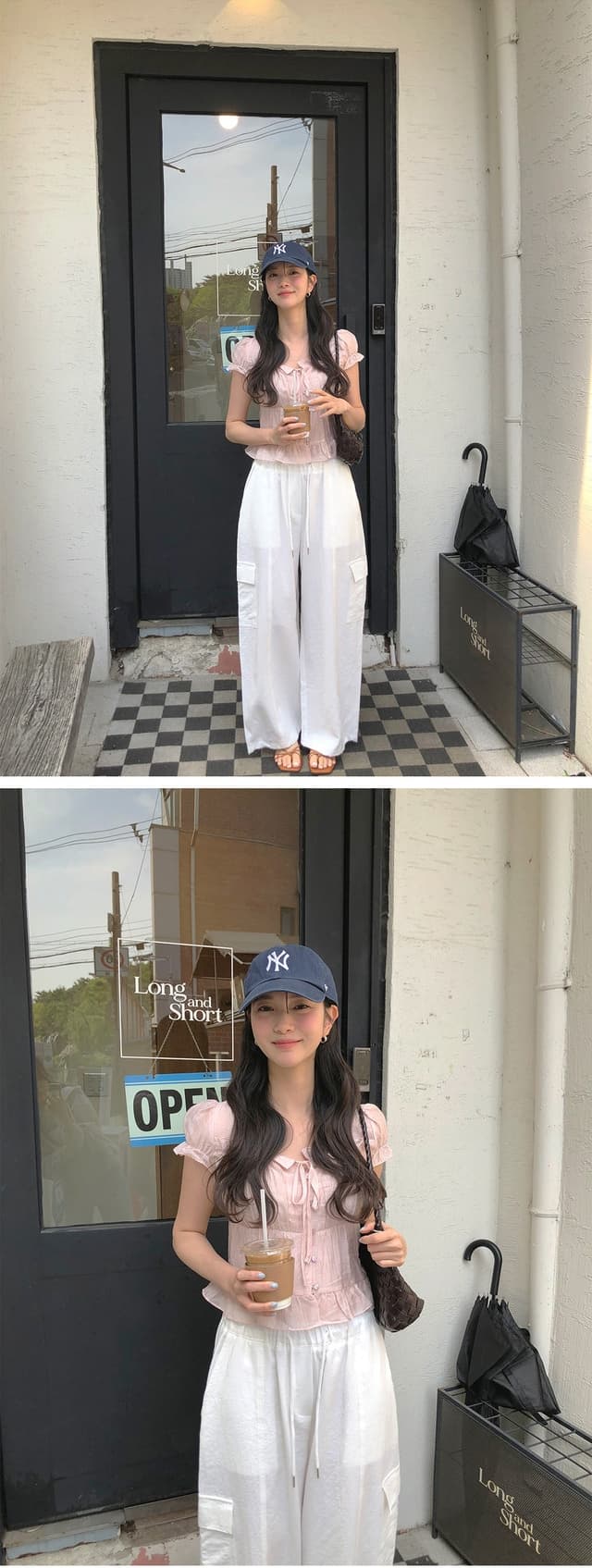 chic 한 부서 여름 프랑스식 달콤함 연령 감소 부드러운 프릴 주름 장식 허리 수축 반팔 쉬폰 셔츠 맨위 상세 이미지 9