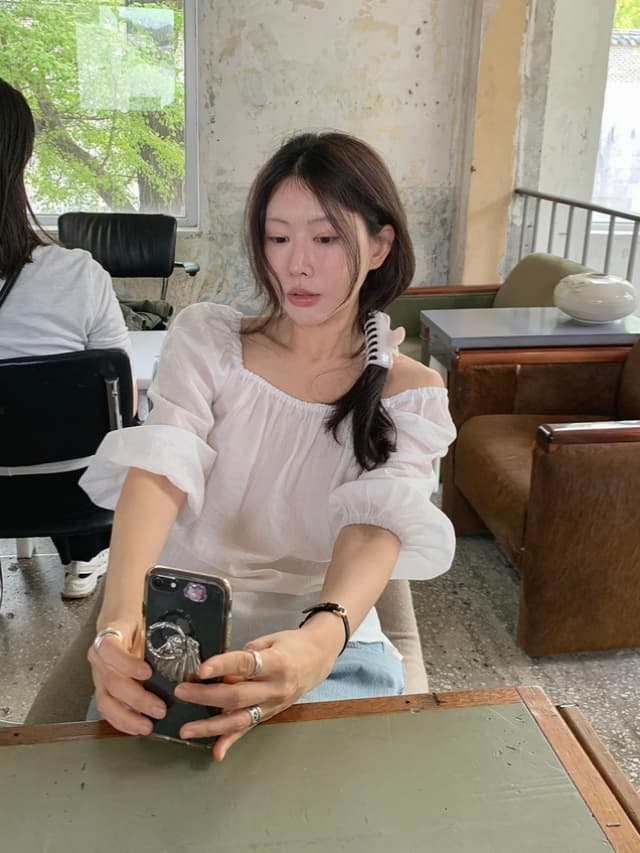 chic 한 부서 부드러운 달콤함 연령 감소 광장 칼라 오프숄더 벌룬 소매 레이스업 캐주얼 휴가 자외선 차단 맨위 쉬폰 블라우스 이미지 2