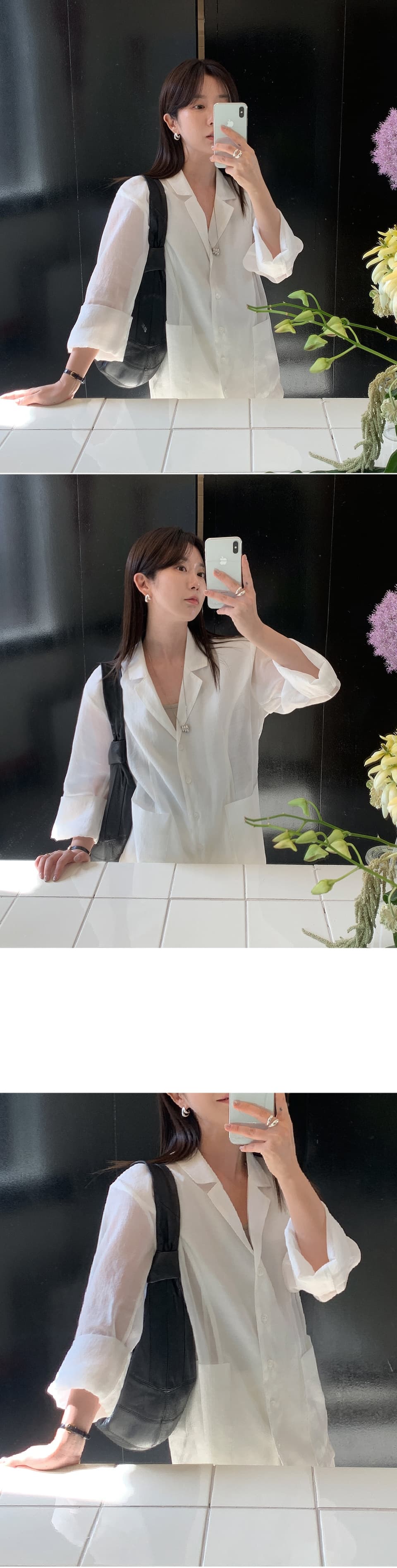 chic 한 부서 여름 레트로 빛 요리 한 패션 미니멀리즘 캐주얼 주머니 얇은 스타일 자외선 차단 조류 소녀 블레이저 상세 이미지 11