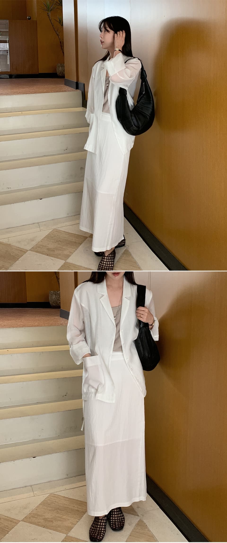 chic 한 부서 여름 레트로 빛 요리 한 패션 미니멀리즘 캐주얼 주머니 얇은 스타일 자외선 차단 조류 소녀 블레이저 상세 이미지 13