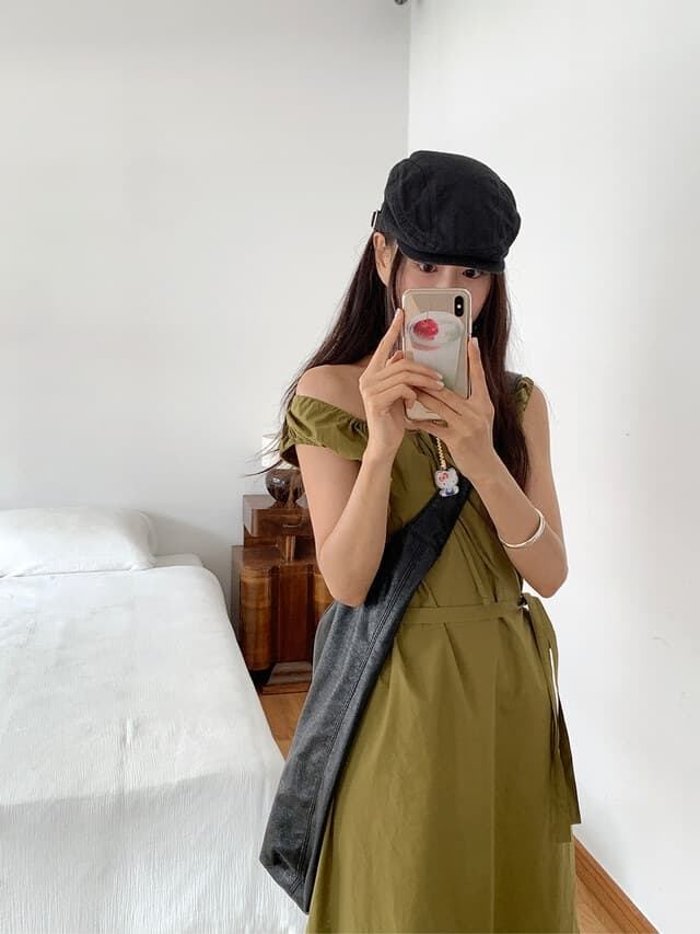 chic 한 부서 여름 프랑스식 부드러운 달콤함 오프숄더 레이스업 허리 수축 느긋한 루즈핏 휴가 캐주얼 드레스 상세 이미지 1