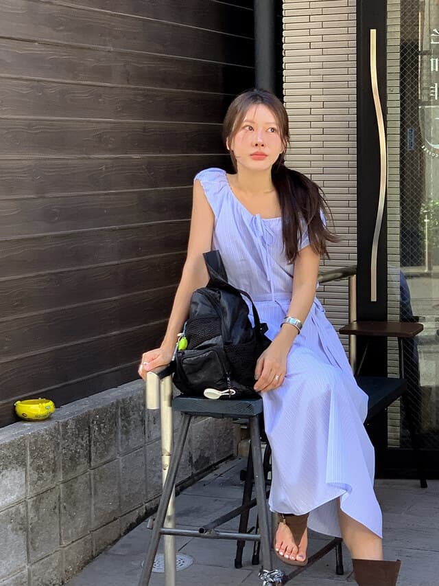 chic 한 부서 여름 프랑스식 부드러운 달콤함 오프숄더 레이스업 허리 수축 느긋한 루즈핏 휴가 캐주얼 드레스 상세 이미지 16