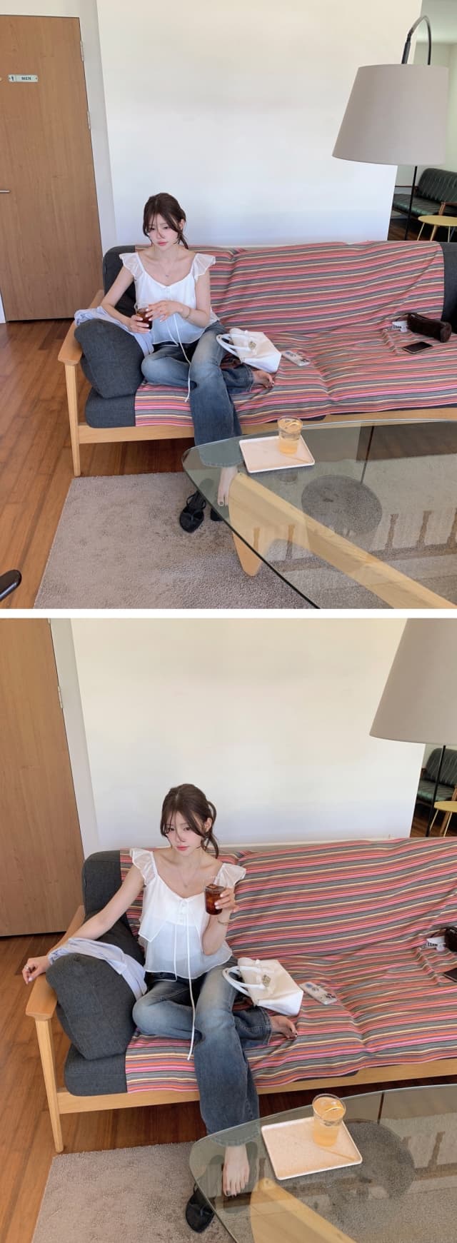 chic 한 부서 여름 프랑스식 Chic 달콤함 작은 대중 더블 계단식 착용 Feifei 소매 품격 다용도 스웨터 맨위 상세 이미지 15