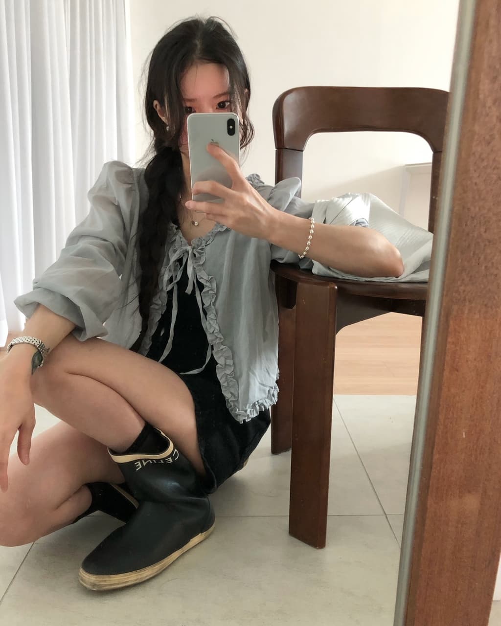ins 한 부서 여름 프랑스식 프릴 연령 감소 부드러운 오픈 가디건 레이스업 얇은 스타일 거품 소매 다용도 셔츠 맨위 상세 이미지 19