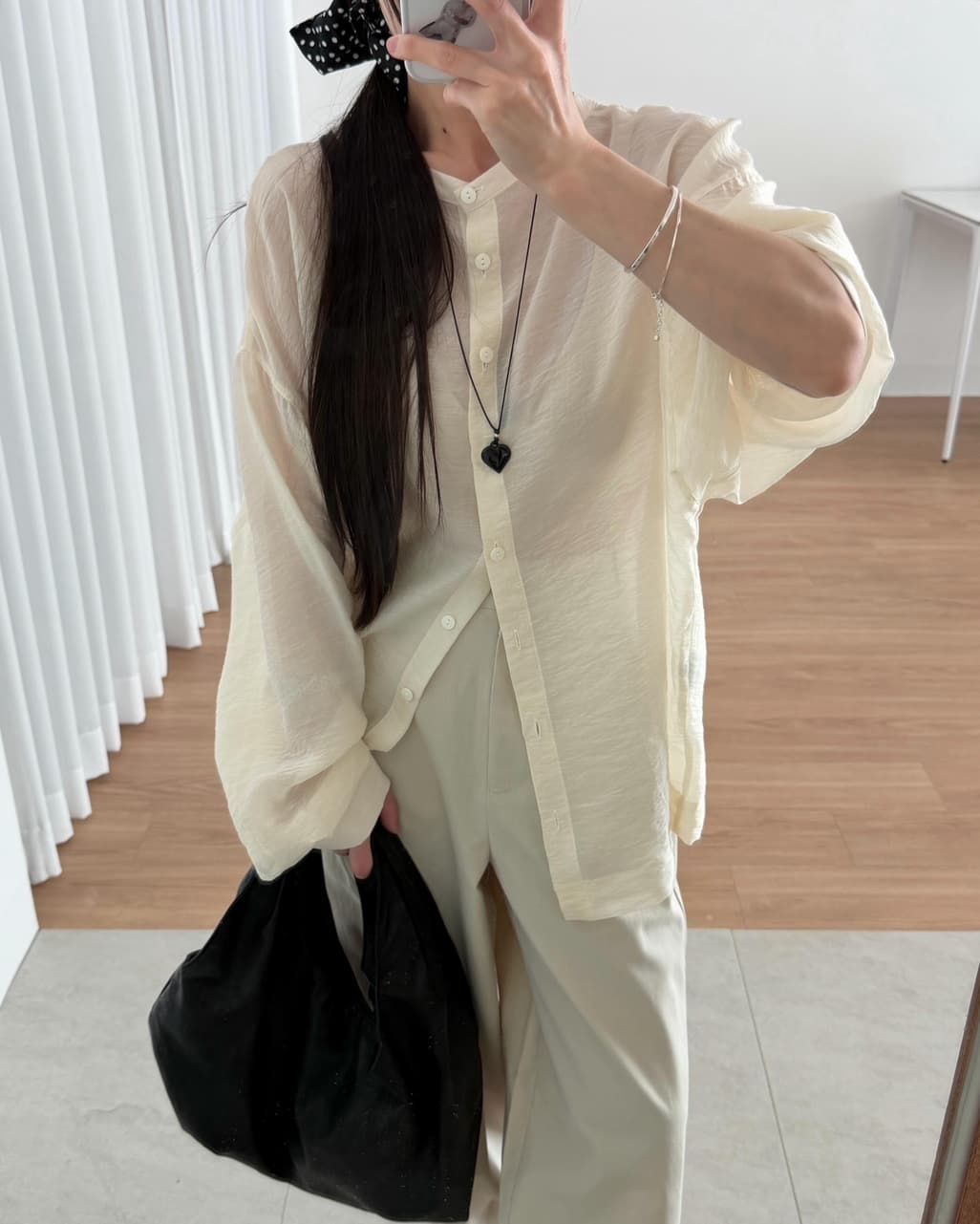 chic 한 부서 이른 가을 패션 레트로 작은 스탠드 칼라 싱글 줄 버튼 양면 착용 루즈핏 다용도 긴팔 셔츠 맨위 이미지 4