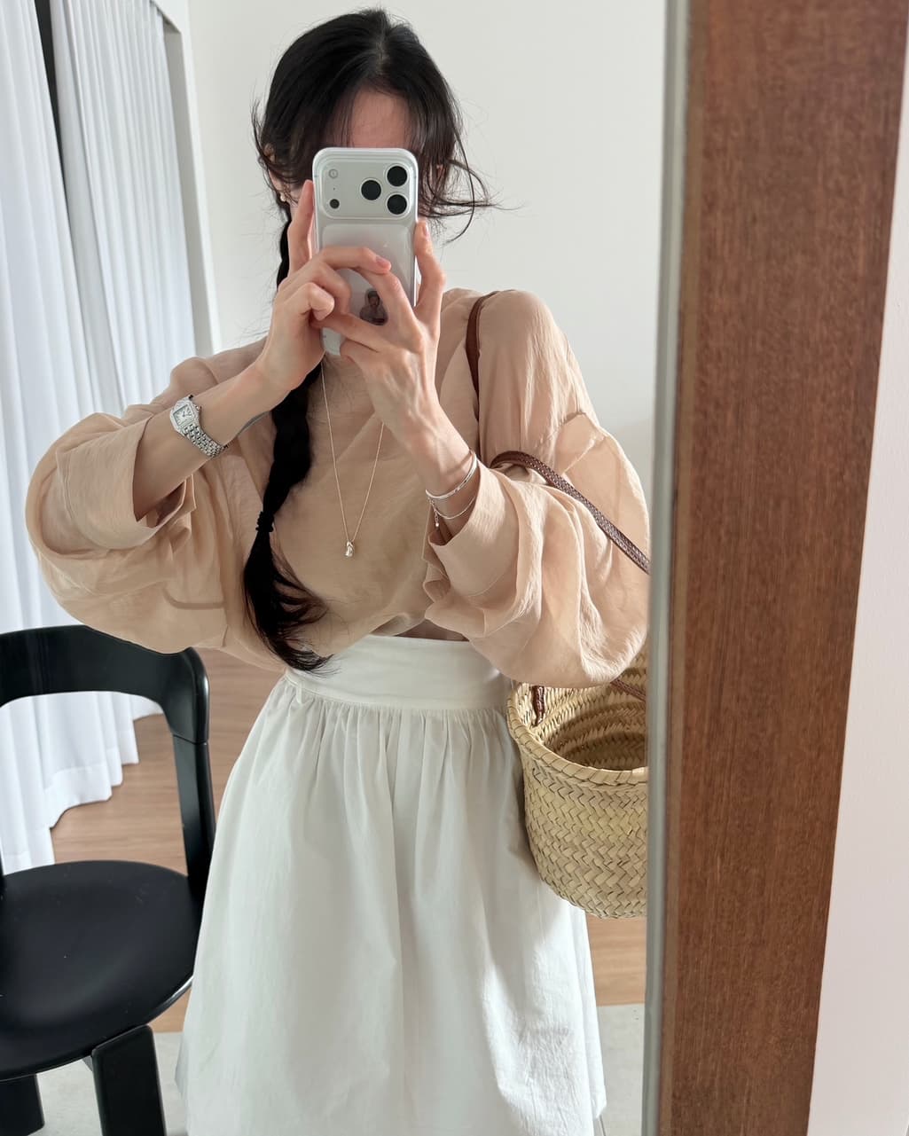 chic 한 부서 이른 가을 패션 레트로 작은 스탠드 칼라 싱글 줄 버튼 양면 착용 루즈핏 다용도 긴팔 셔츠 맨위 상세 이미지 1