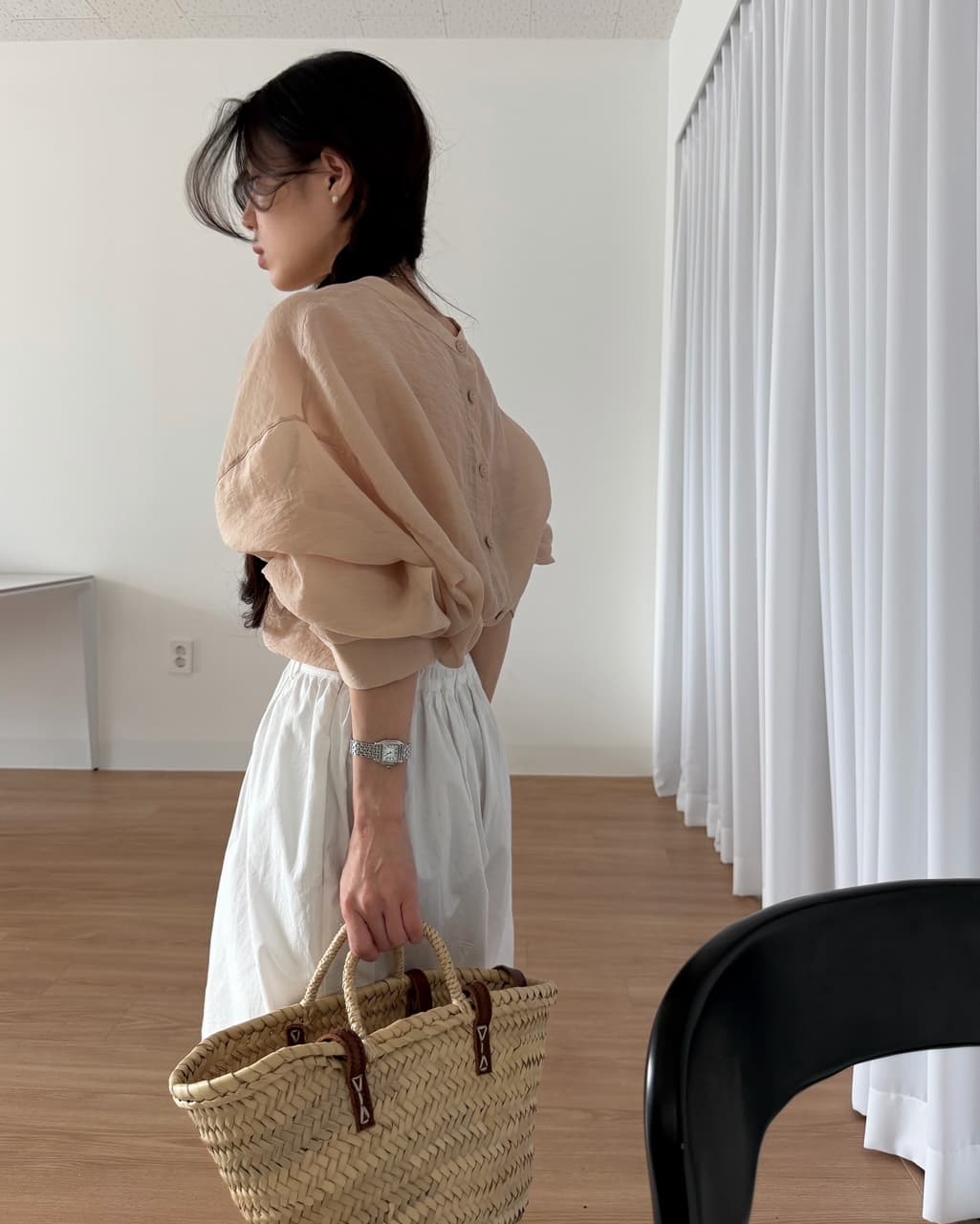 chic 한 부서 이른 가을 패션 레트로 작은 스탠드 칼라 싱글 줄 버튼 양면 착용 루즈핏 다용도 긴팔 셔츠 맨위 상세 이미지 2