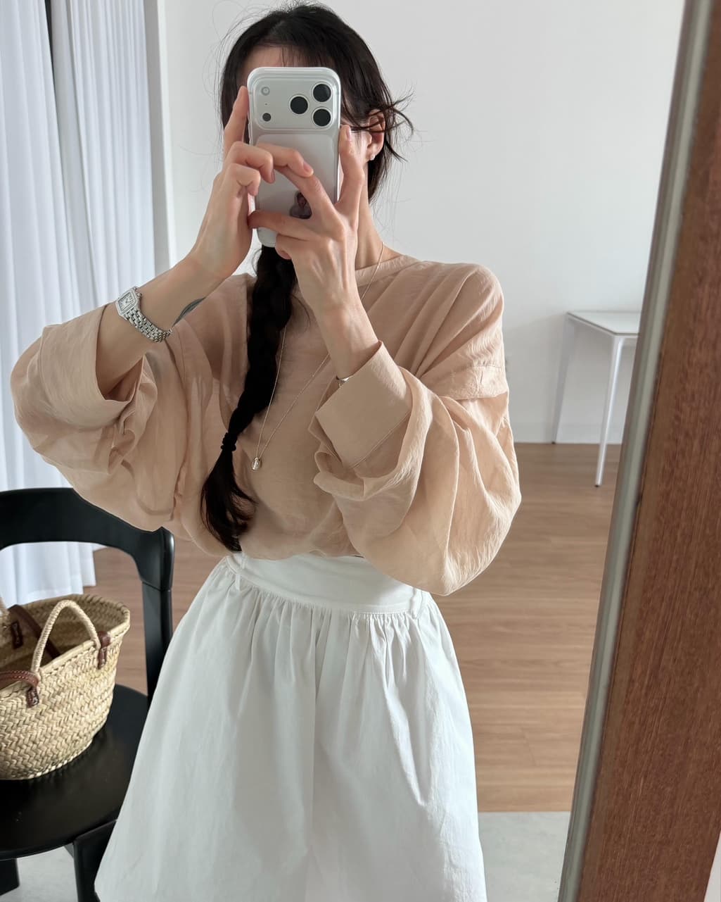 chic 한 부서 이른 가을 패션 레트로 작은 스탠드 칼라 싱글 줄 버튼 양면 착용 루즈핏 다용도 긴팔 셔츠 맨위 상세 이미지 14