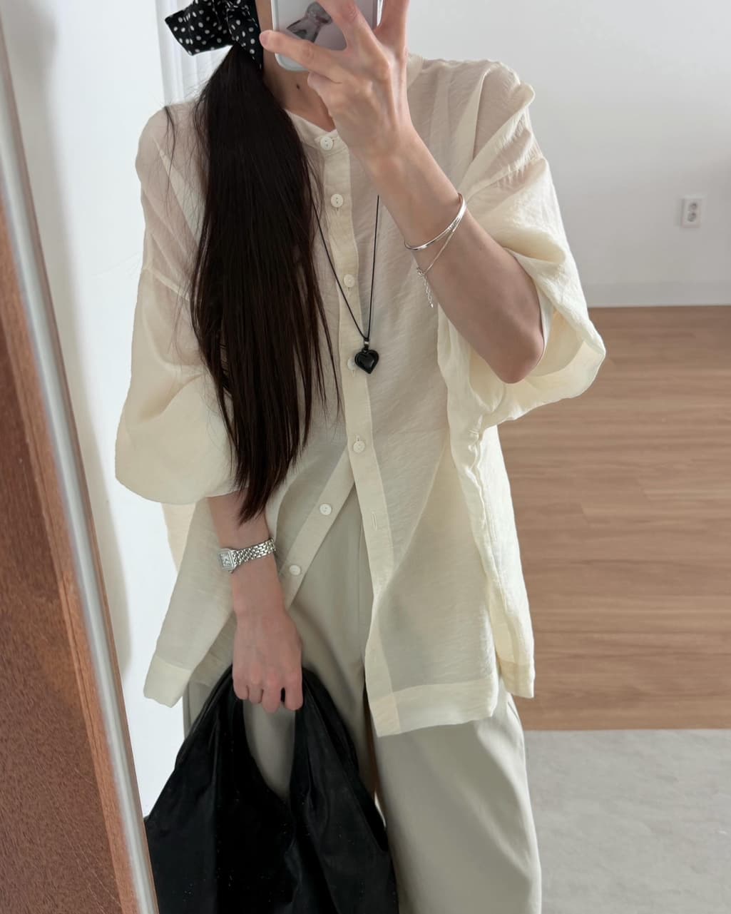 chic 한 부서 이른 가을 패션 레트로 작은 스탠드 칼라 싱글 줄 버튼 양면 착용 루즈핏 다용도 긴팔 셔츠 맨위 상세 이미지 18