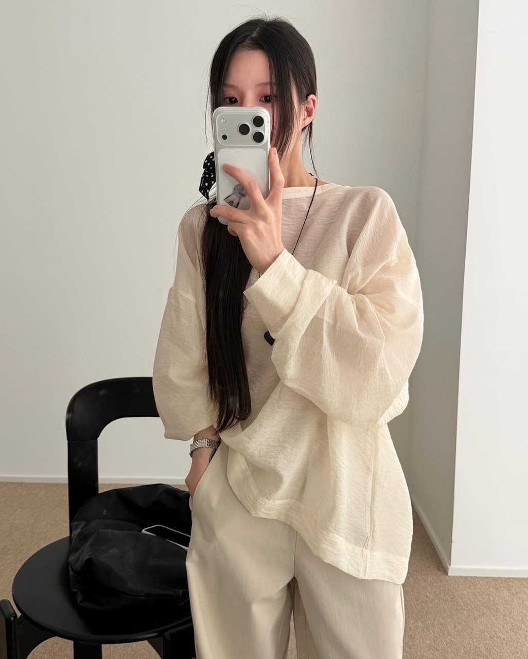 chic 한 부서 이른 가을 패션 레트로 작은 스탠드 칼라 싱글 줄 버튼 양면 착용 루즈핏 다용도 긴팔 셔츠 맨위 상세 이미지 23
