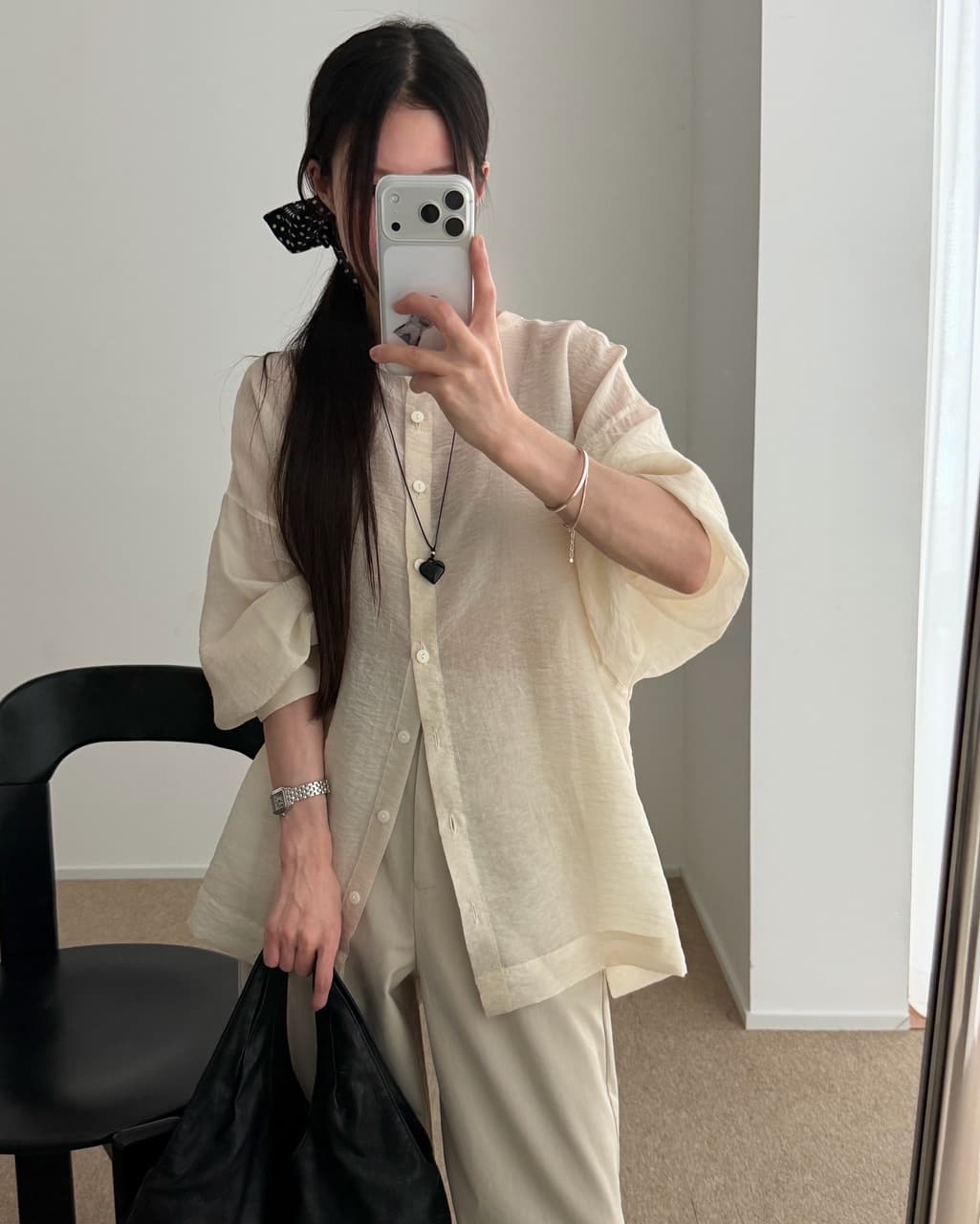chic 한 부서 이른 가을 패션 레트로 작은 스탠드 칼라 싱글 줄 버튼 양면 착용 루즈핏 다용도 긴팔 셔츠 맨위 상세 이미지 25