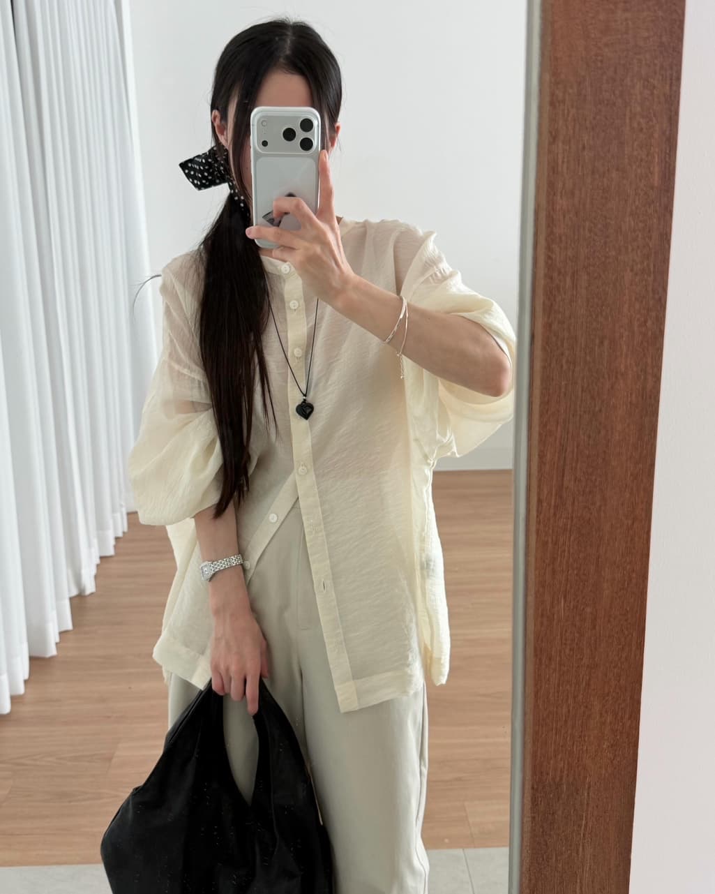 chic 한 부서 이른 가을 패션 레트로 작은 스탠드 칼라 싱글 줄 버튼 양면 착용 루즈핏 다용도 긴팔 셔츠 맨위 상세 이미지 27