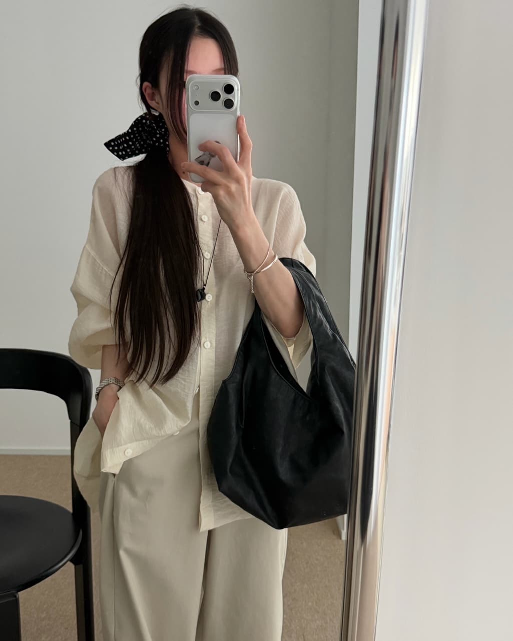 chic 한 부서 이른 가을 패션 레트로 작은 스탠드 칼라 싱글 줄 버튼 양면 착용 루즈핏 다용도 긴팔 셔츠 맨위 상세 이미지 29